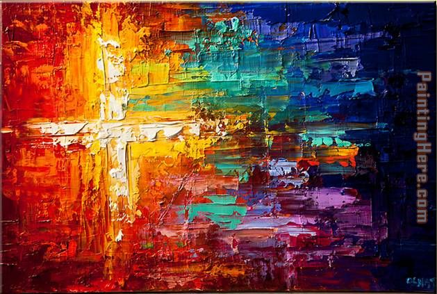 Cross colorful painting - Unknown Artist Cross colorful art painting